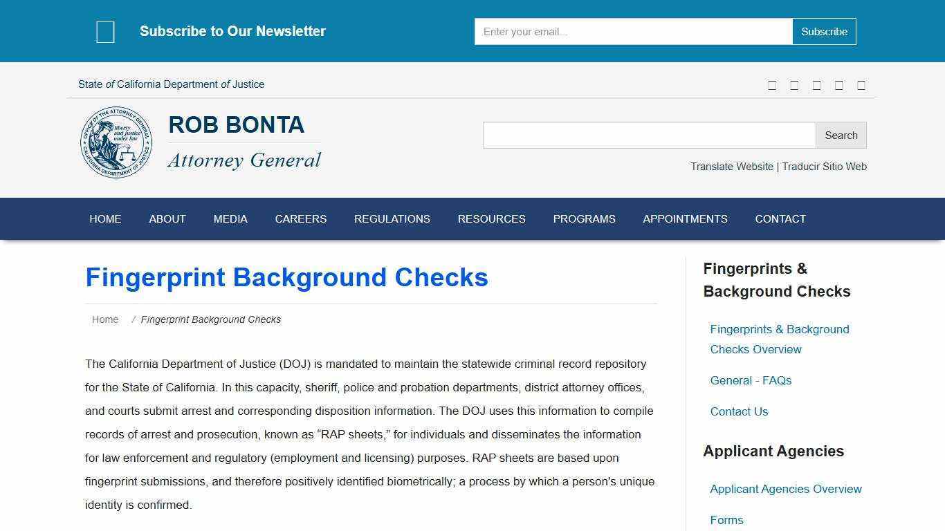 Fingerprint Background Checks | State of California - Department of Justice - Office of the Attorney General