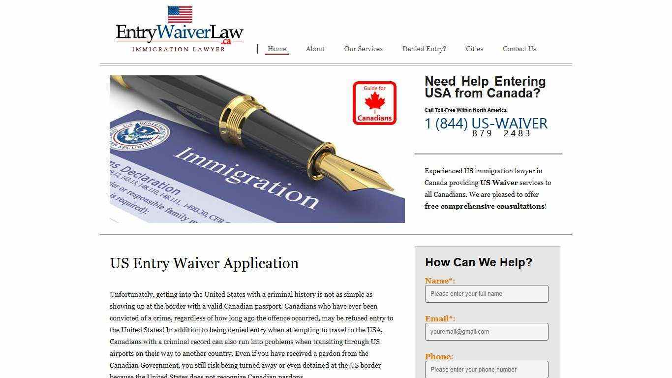 US Entry Waiver 2026 - US Waiver Application for Canadians