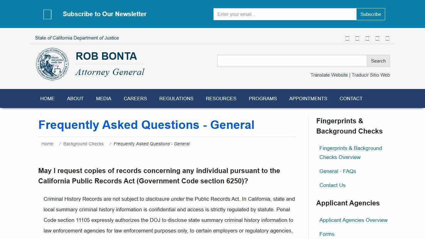 Frequently Asked Questions - General | State of California - Department of Justice - Office of the Attorney General